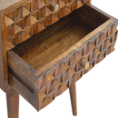 Carved Chestnut 2 Drawers Bedside Table by Lavishway | Bedside Tables-60447