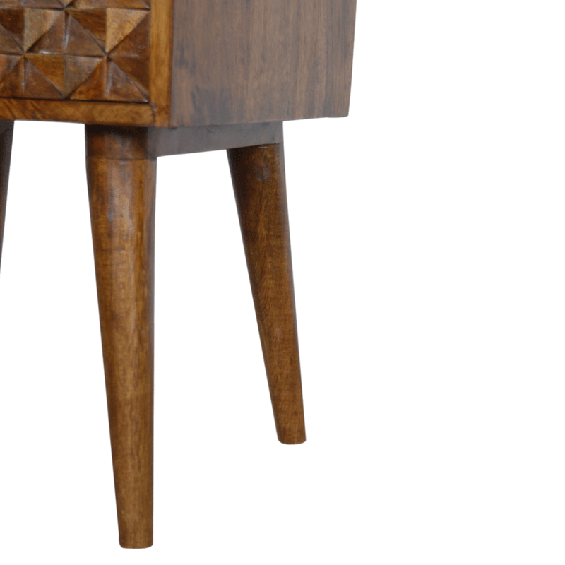 Carved Chestnut 2 Drawers Bedside Table by Lavishway | Bedside Tables-60450