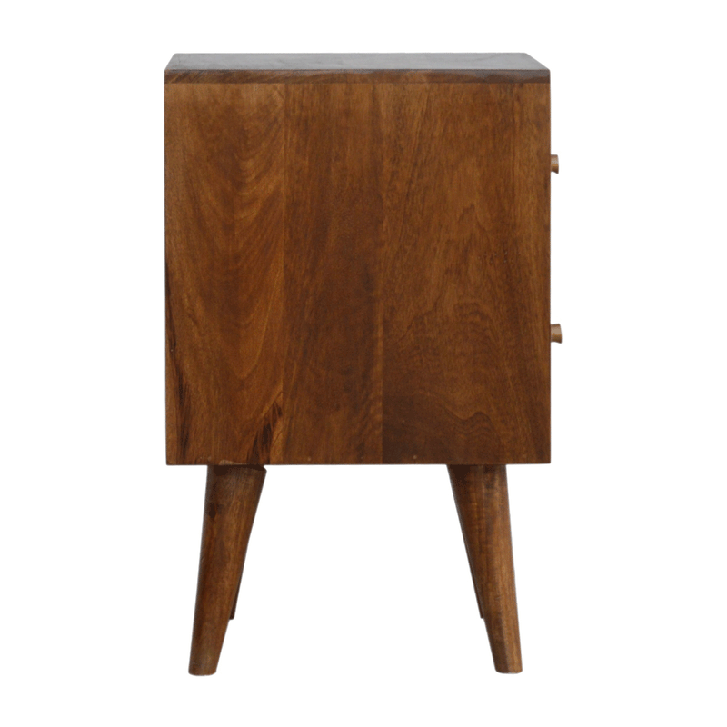 Carved Chestnut 2 Drawers Bedside Table by Lavishway | Bedside Tables-60446