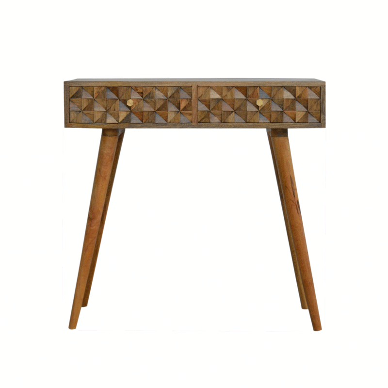 Diamond Carved 2 Drawers Console Table by Lavishway | Hallway Console Table-60428