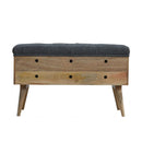 Diamond Carved Grey Fabric Seat Storage Bench by Lavishway | Benches & Storage Benches-60467