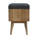 Diamond Carved Grey Fabric Seat Storage Bench by Lavishway | Benches & Storage Benches-60471