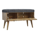 Diamond Carved Grey Fabric Seat Storage Bench by Lavishway | Benches & Storage Benches-60466