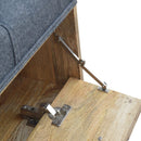 Diamond Carved Grey Fabric Seat Storage Bench by Lavishway | Benches & Storage Benches-60470