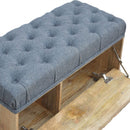 Diamond Carved Grey Fabric Seat Storage Bench by Lavishway | Benches & Storage Benches-60469