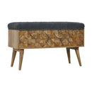 Diamond Carved Grey Fabric Seat Storage Bench by Lavishway | Benches & Storage Benches-60464