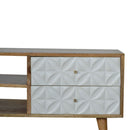 Diamond Carved White 2 Drawers Media Unit by Lavishway | TV Units Cabinets-60437