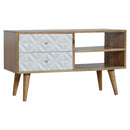 Diamond Carved White 2 Drawers Media Unit by Lavishway | TV Units Cabinets-60435