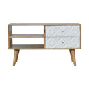 Diamond Carved White 2 Drawers Media Unit by Lavishway | TV Units Cabinets-60436