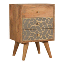Dice Oak Finish 3 Drawers Bedside Table by Lavishway | Bedside Tables-60348