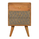 Dice Oak Finish 3 Drawers Bedside Table by Lavishway | Bedside Tables-60349