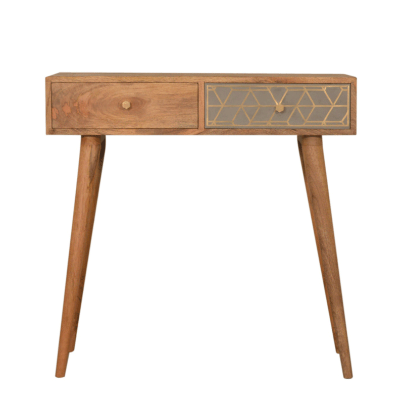 Dice Patterned & Oak 2 Drawers Console Table by Lavishway | Hallway Console Table-60333