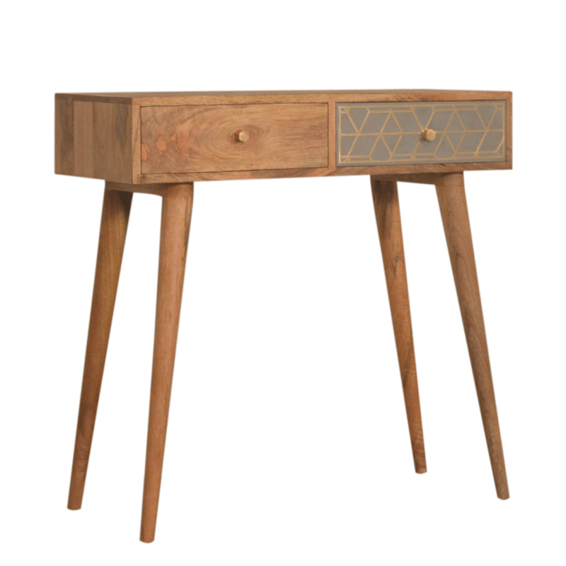 Dice Patterned & Oak 2 Drawers Console Table by Lavishway | Hallway Console Table-60332