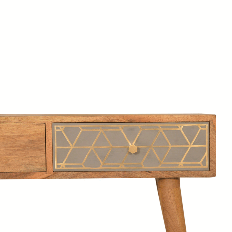 Dice Patterned & Oak 2 Drawers Console Table by Lavishway | Hallway Console Table-60339