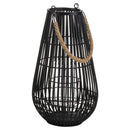 Domed Rope Detail Black Rattan Lantern by Lavishway | Candle Holders-51389