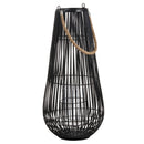 Domed Rope Detail Black Rattan Lantern by Lavishway | Candle Holders-51388
