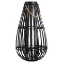 Domed Rope Detail Black Wicker Lantern by Lavishway | Candle Holders-51397