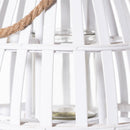 Domed Rope Detail White Wicker Lantern by Lavishway | Candle Holders-51391