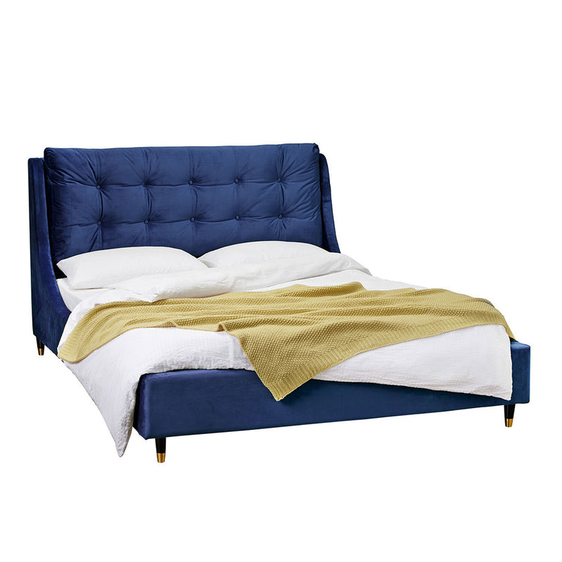 Sloane High Headboard Velvet Bed by Lavishway | Velvet Bed-28388
