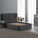 Roberta Velvet Grey Double Bed by Lavishway | Velvet Bed-23346