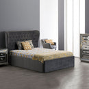 Roberta Velvet Grey Double Bed by Lavishway | Velvet Bed-23345