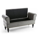 Downtown Brushed Velvet Storage Grey Ottoman by Lavishway | Benches & Storage Benches-27127