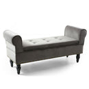 Downtown Brushed Velvet Storage Grey Ottoman by Lavishway | Benches & Storage Benches-27126