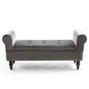 Downtown Brushed Velvet Storage Grey Ottoman by Lavishway | Benches & Storage Benches-27128