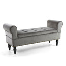 Downtown Brushed Velvet Storage Grey Ottoman by Lavishway | Benches & Storage Benches-27130