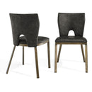 Ella Grey Faux Leather Dining Chair Set of 2 by Lavishway | Dining Chairs-25655