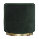 Emerald Green Velvet Footstool With Gold Base by Lavishway | Footstool-60193