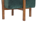 Emerald Green Velvet Footstool With Wood Leg by Lavishway | Footstool-60182