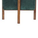 Emerald Green Velvet Footstool With Wood Leg by Lavishway | Footstool-60181