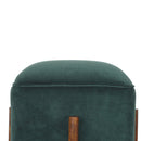 Emerald Green Velvet Footstool With Wood Leg by Lavishway | Footstool-60180