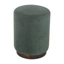 Emerald Green Velvet Footstool With Wood Base by Lavishway | Footstool-60162