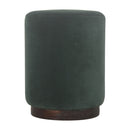 Emerald Green Velvet Footstool With Wood Base by Lavishway | Footstool-60163