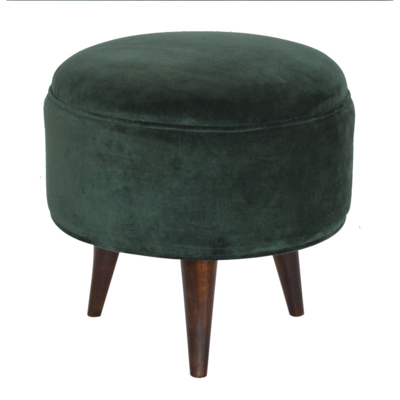 Emerald Green Velvet Footstool by Lavishway | Footstool-60245