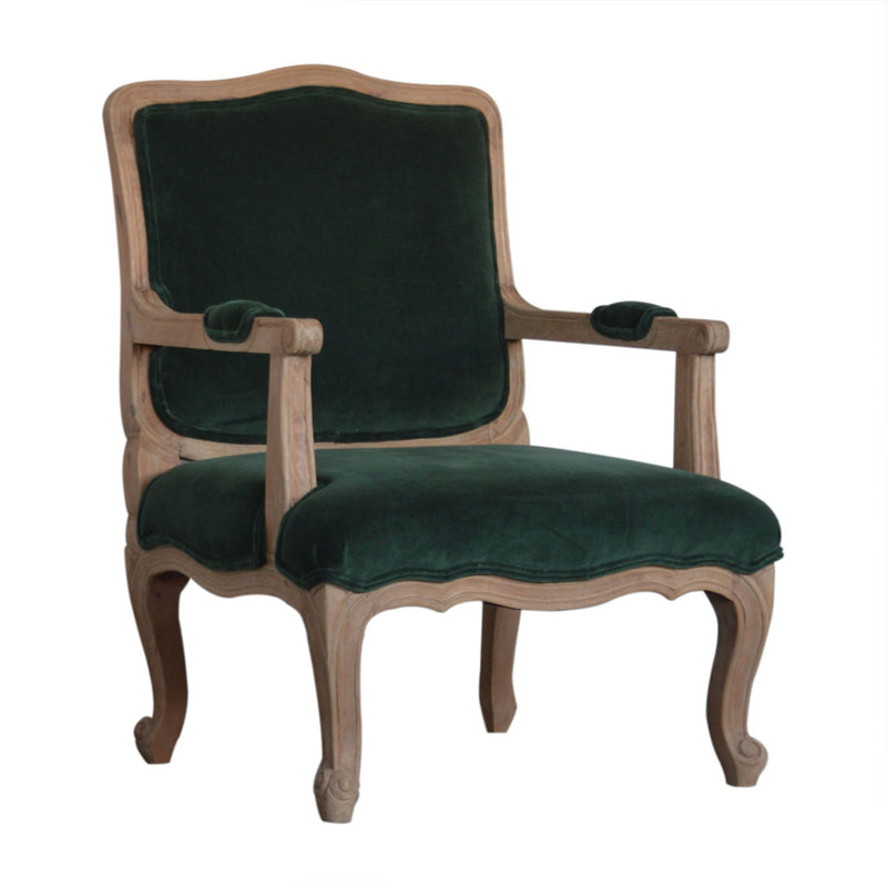 Emerald Green Velvet French Style Chair by Lavishway | Velvet Sofa-60259