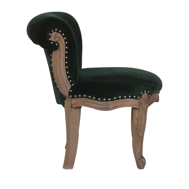Emerald Green Velvet Studded Occasional Chair by Lavishway | Bedroom Chairs-60222