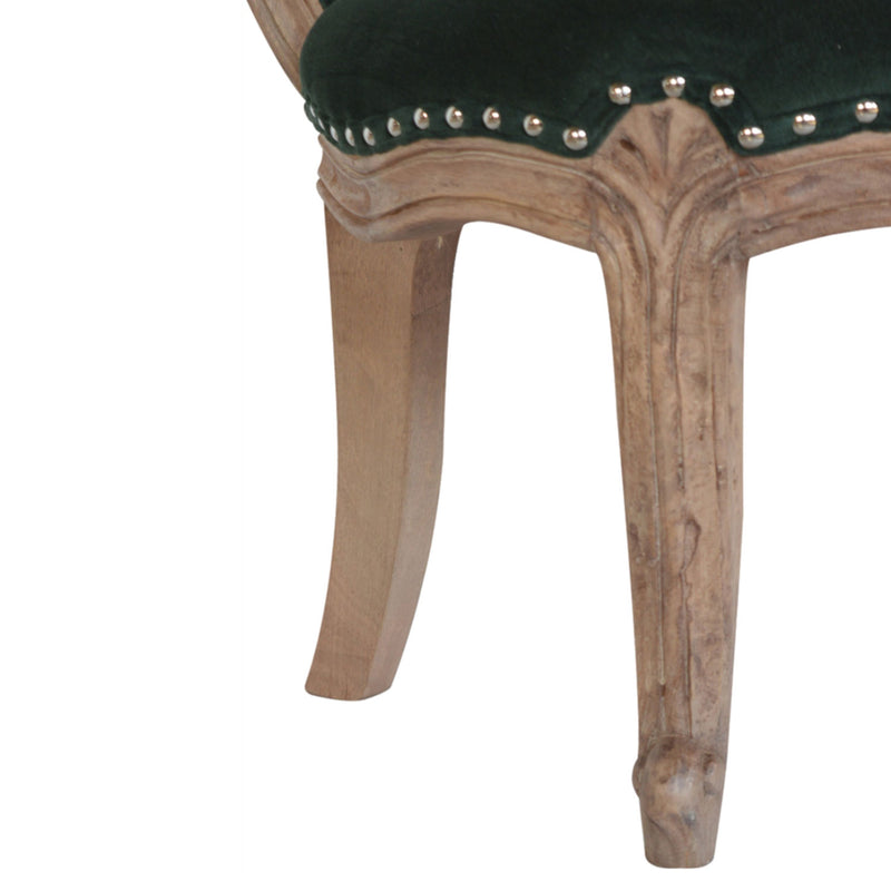 Emerald Green Velvet Studded Occasional Chair by Lavishway | Bedroom Chairs-60227