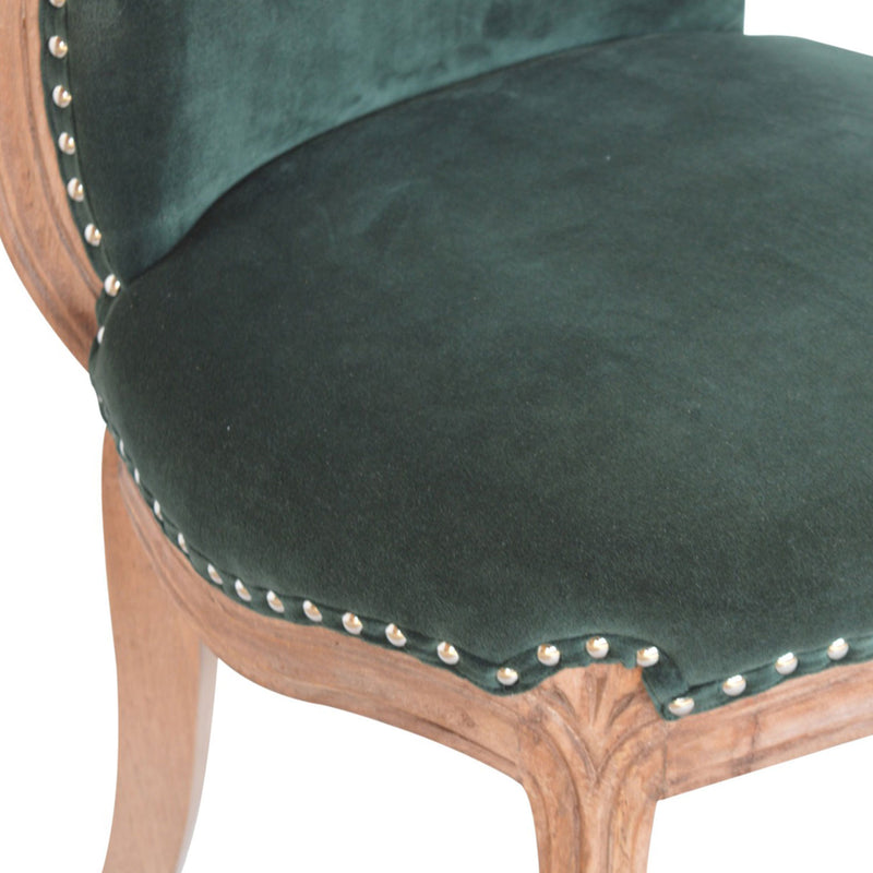 Emerald Green Velvet Studded Occasional Chair by Lavishway | Bedroom Chairs-60226