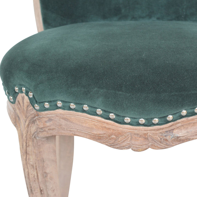 Emerald Green Velvet Studded Occasional Chair by Lavishway | Bedroom Chairs-60225