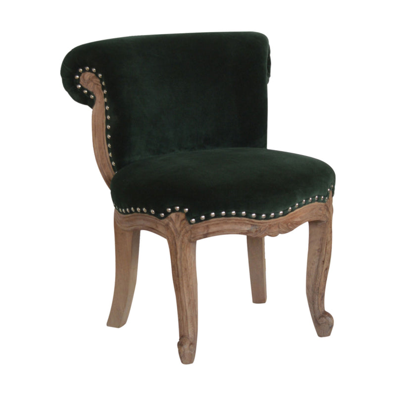 Emerald Green Velvet Studded Occasional Chair by Lavishway | Bedroom Chairs-60220