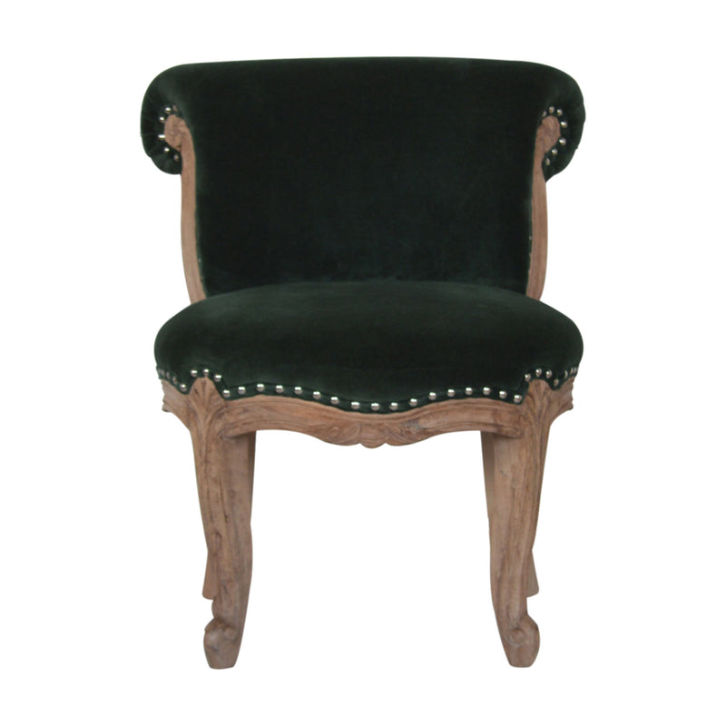 Emerald Green Velvet Studded Occasional Chair by Lavishway | Bedroom Chairs-60221