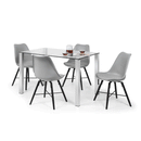Enzo Modern Metal & Glass Top Dining Table by Lavishway | Dining Tables-20345