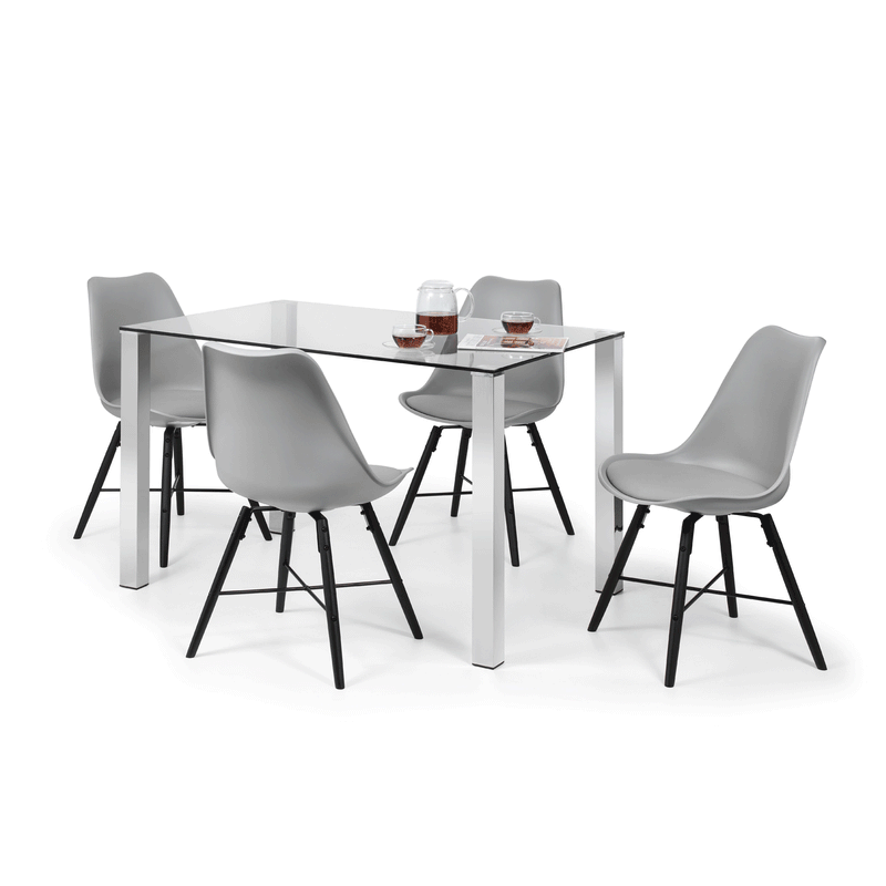 Enzo Modern Metal & Glass Top Dining Table by Lavishway | Dining Tables-20345