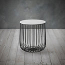 Enzo Marble Top Black Cage Lamp Table by Lavishway | Side Tables-28537