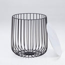 Enzo Marble Top Black Cage Lamp Table by Lavishway | Side Tables-28538
