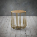 Enzo Oak Finish Gold Cage Lamp Table by Lavishway | Side Tables-28496