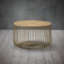 Enzo Oak Top Gold Cage Coffee Table by Lavishway | Coffee Tables-28539